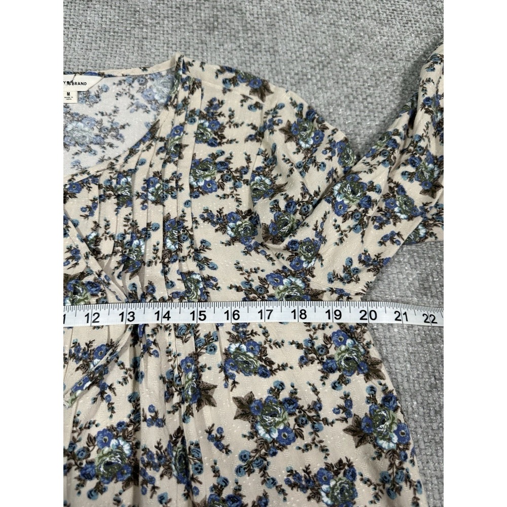 Lucky Brand Top Womens Medium Floral Pintuck Peasant Cottage Sleeve Read - Picture 6 of 11